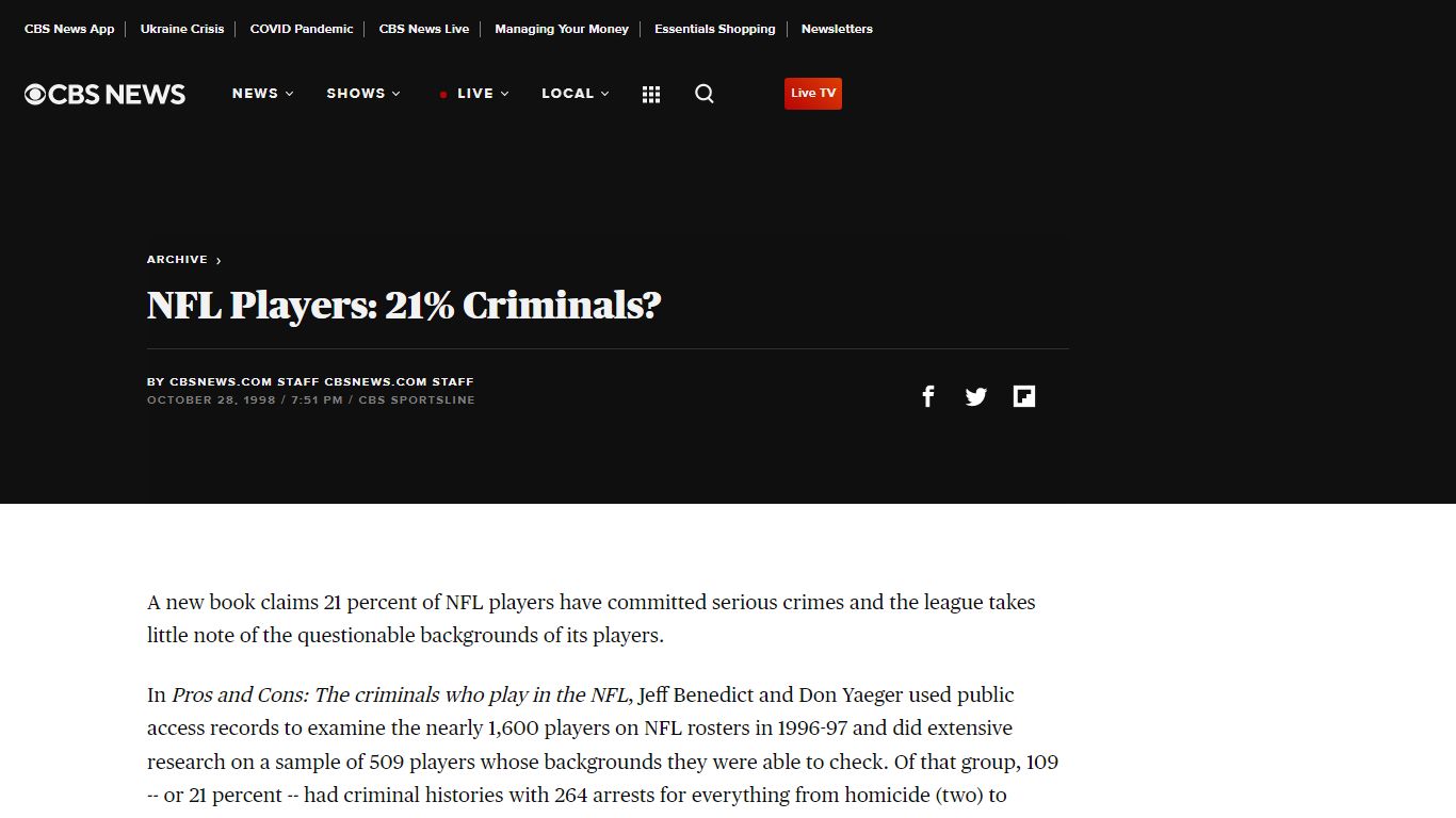 NFL Players: 21% Criminals? - CBS News